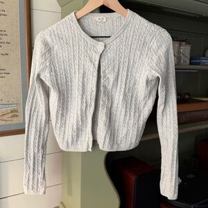 Brandy Melville Grey Cable Knit Button Up Cardigan 100% Cotton